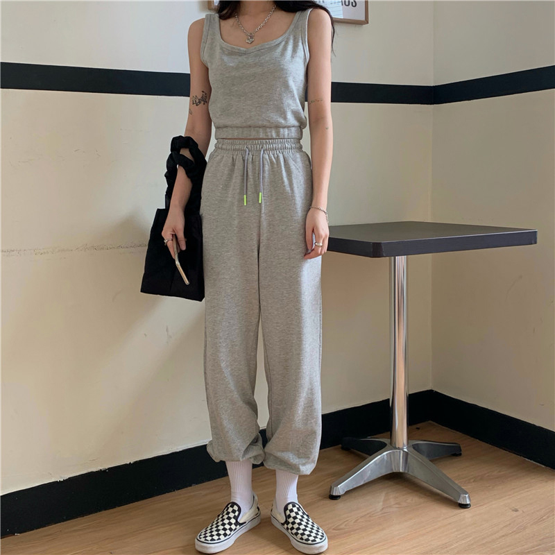 Korean Style Loose Joggers Woman Pants Sweatpants Vintage Grey Casual Trousers High Waist 2020 Autumn Streetwear Women Fashion T200609