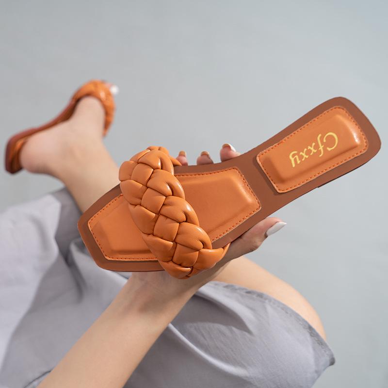 Woven Slippers Women Slip On Slides Fashion Brand Square Toe Leather Flat Sandals Female Outdoor Casual Slippers Flip Flops, Black
Woven Slippers Women Slip On Slides Fashion Brand Square Toe Leather Flat Sandals Female Outdoor Casual Slippers Flip Flops, Black