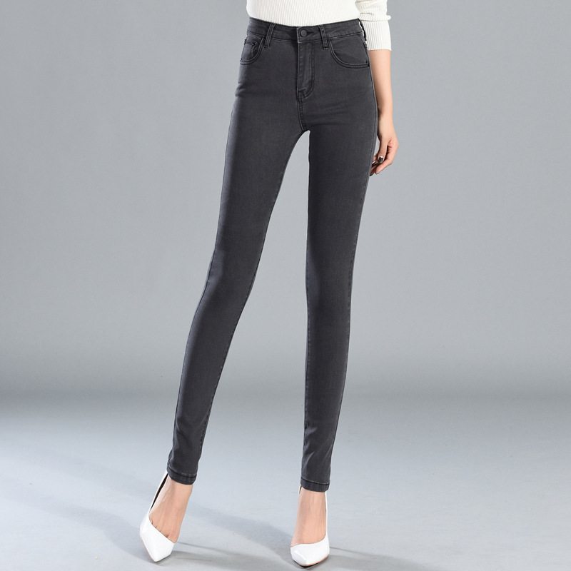 Street fashion High Waist Elastic Pants Slim waist Pencil Pants Large Size Jeans Women plus size skinny jeans Casual Trousers 201105