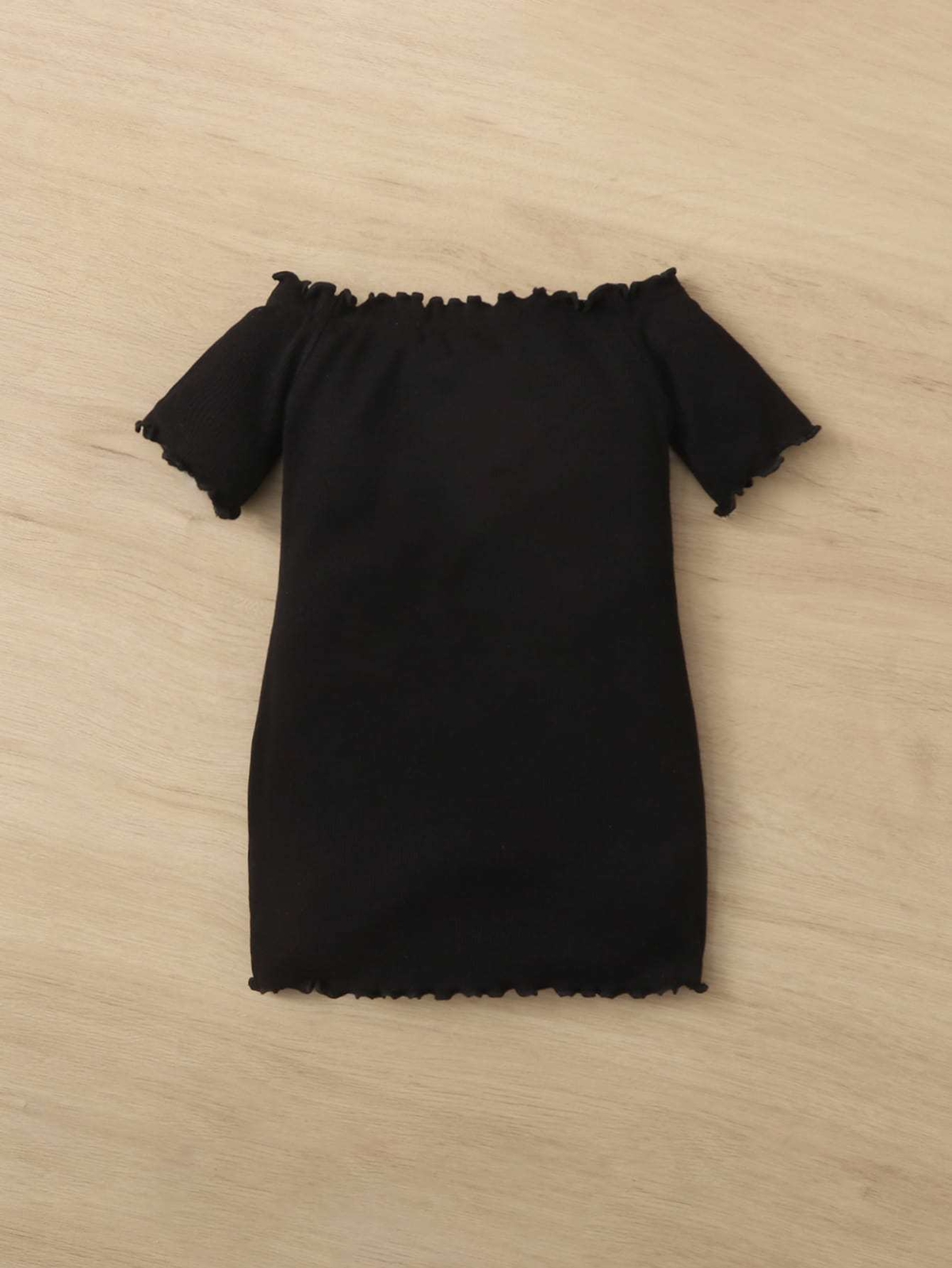 Baby Floral Embroidery Lettuce Trim Off Shoulder Dress SHE