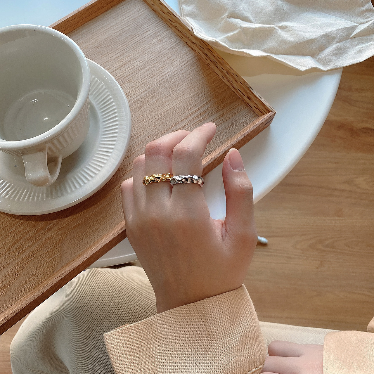New minimalism design 925 sterling silver vintage jewelry handmade designer adjustable rings plicated open wires rings for men women