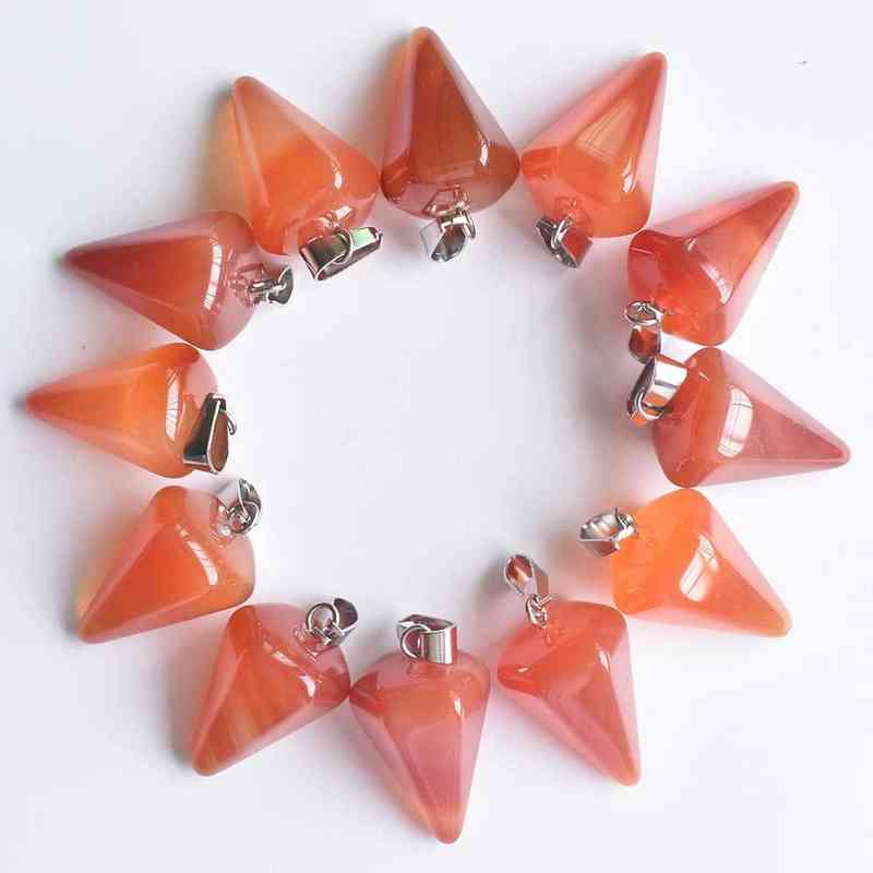 wholesale 20pcs Natural stone Quartz Crystal lapis lazuli amethysts beads pendant Pendulum for diy Jewelry making Necklaces 220209