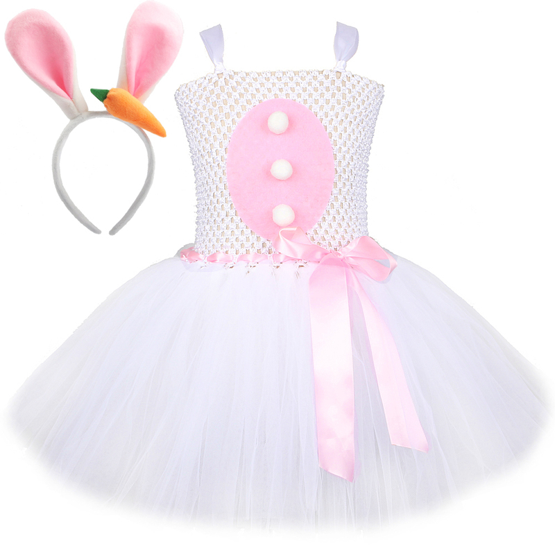 Baby Girls Easter Bunny Tutu Dress for Kids Rabbit Cosplay Costumes Toddler Girl Birthday Party Tulle Outfit Holiday Clothes 220314