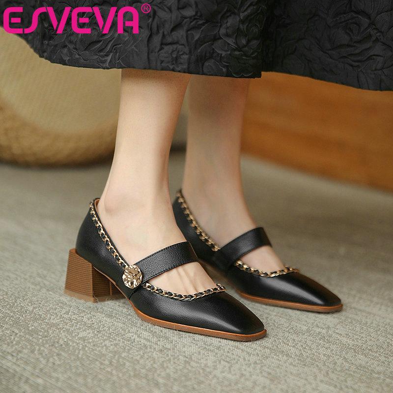 ESVEVA 2021 Square Med Heel Spring Autumn Women Shoes Genuine Leather Square Toe Fashion Ladies Shoes Size 34-39, Black
ESVEVA 2021 Square Med Heel Spring Autumn Women Shoes Genuine Leather Square Toe Fashion Ladies Shoes Size 34-39, Black