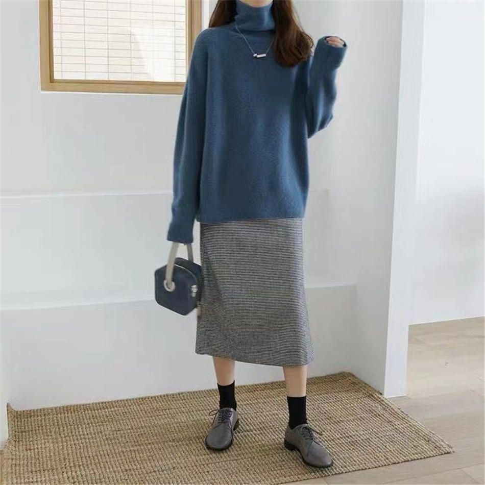 Thick sweater women's wool turtleneck sweater women fall winter short loose plus size pullover lazy knitted top 201222