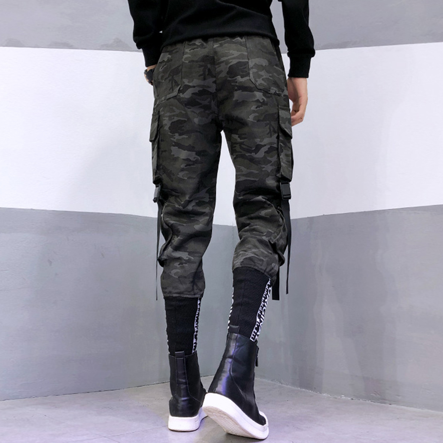 11 BYBB'S DARK Hip Hop Slim Men Joggers Encrypted Embroidered Rib Ribbons Camouflage Casual Streetwear Men Joggers Trousers 201126wtt