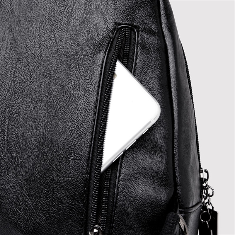 Women Leather Backpacks Zipper Female Chest Bag Sac a Dos Travel Back Pack Ladies Bagpack Mochilas School Bags Y201224 - view 7
