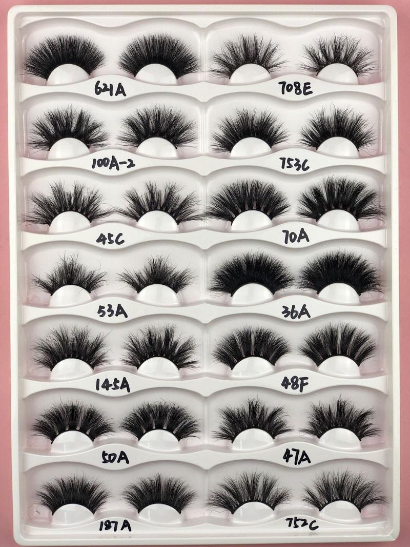 25MM Mink Eyelashes Siberian Mink Fur lashes Sexy Custom Private Label long fluffy Eyelash Soft Natural 3D Mink Eyelashes Extension