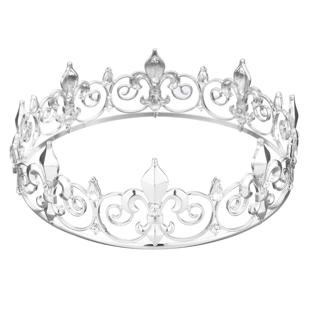 Men's Wedding Bridal Crystal Tiara Crown Golden/Silver Pageant Prom Rhinestone Veil Tiara Headband Wedding Hair Jewelry T200110
