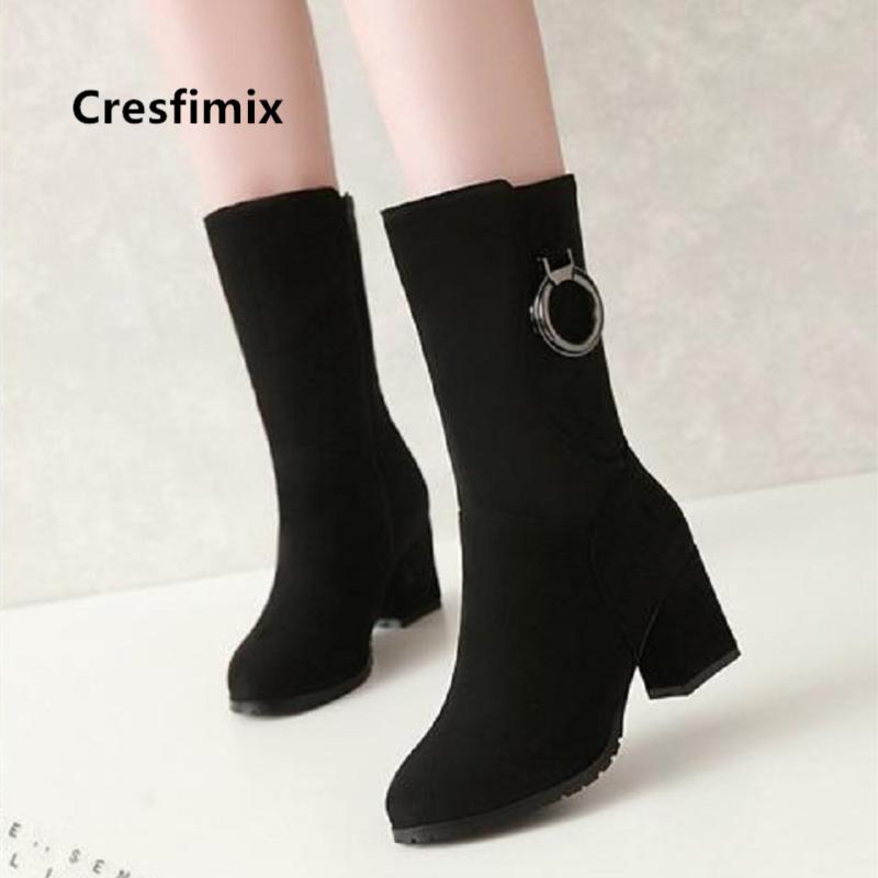 Cresfimix women fashion sweet black suede high heel long boots lady casual comfortable boots female street autumn a6052
Cresfimix women fashion sweet black suede high heel long boots lady casual comfortable boots female street autumn a6052