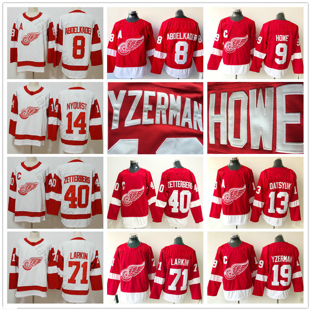 Stitched Detroit Red Wings 8 Justin Abdelkader 9 Gordie Howe 14 Gustav Nyquist 13 Pavel Datsyuk 19 Steve Yzerman 71 Larkin Hockey Jerseys, Black;red
Stitched Detroit Red Wings 8 Justin Abdelkader 9 Gordie Howe 14 Gustav Nyquist 13 Pavel Datsyuk 19 Steve Yzerman 71 Larkin Hockey Jerseys, Black;red