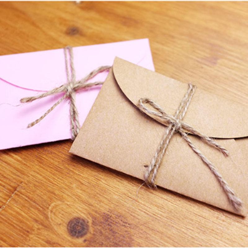 50pcs/set Beautiful Love small Brown Pink Solid Small Business Letter /gilt /2 color Kraft Paper Envelope