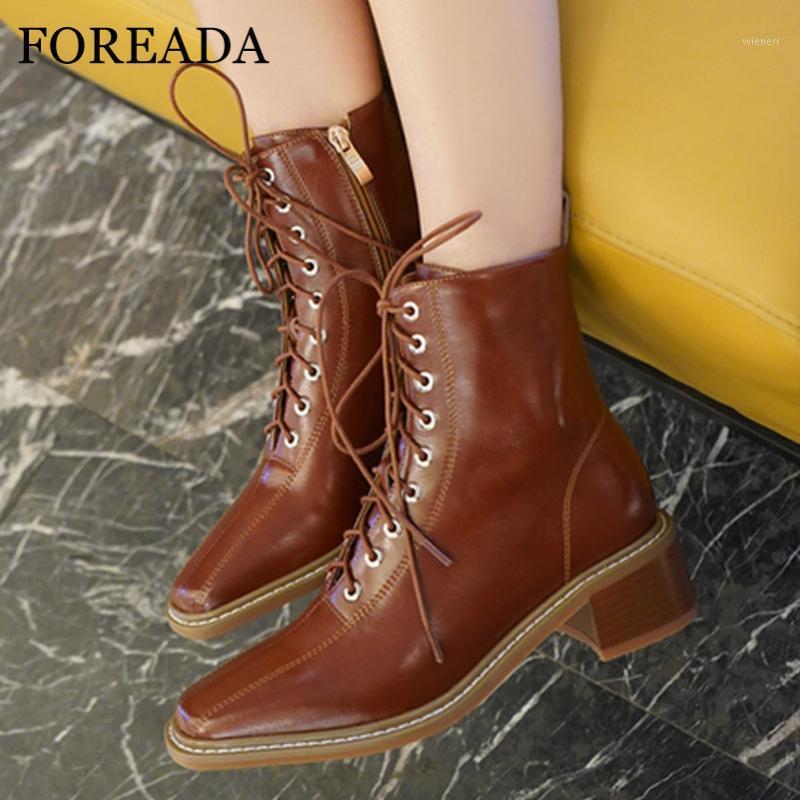 FOREADA Real Leather Woman Boots Square Toe High Heel Ankle Boots Zip Thick Heel Shoes Lace Up Short Female Brown Size 421, Black velvet lining
FOREADA Real Leather Woman Boots Square Toe High Heel Ankle Boots Zip Thick Heel Shoes Lace Up Short Female Brown Size 421, Black velvet lining