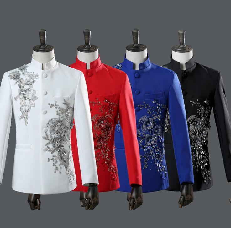 Singer stage stand collar men groom suit set with pants 2020 mens wedding suits Three-dimensional bilateral mosaic diamond whit, Black
Singer stage stand collar men groom suit set with pants 2020 mens wedding suits Three-dimensional bilateral mosaic diamond whit, Black