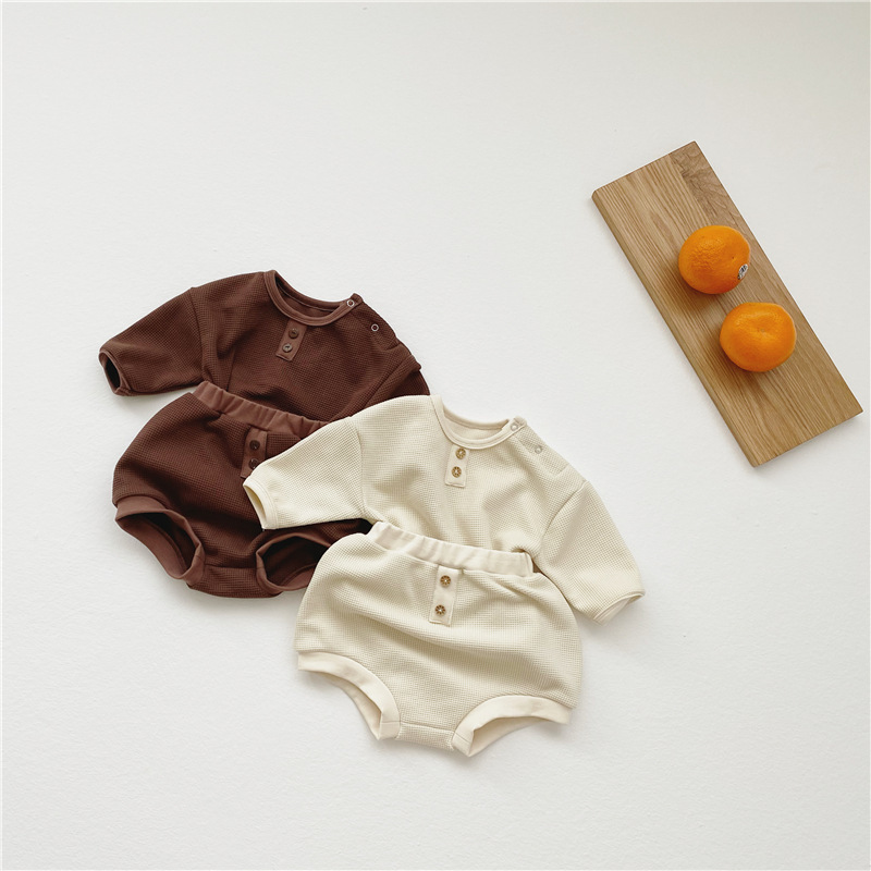 MILANCEL 2020 baby boys clothes soft blouse and pumpkin shorts 2 pcs boys suit autumn baby clothing set Y1105