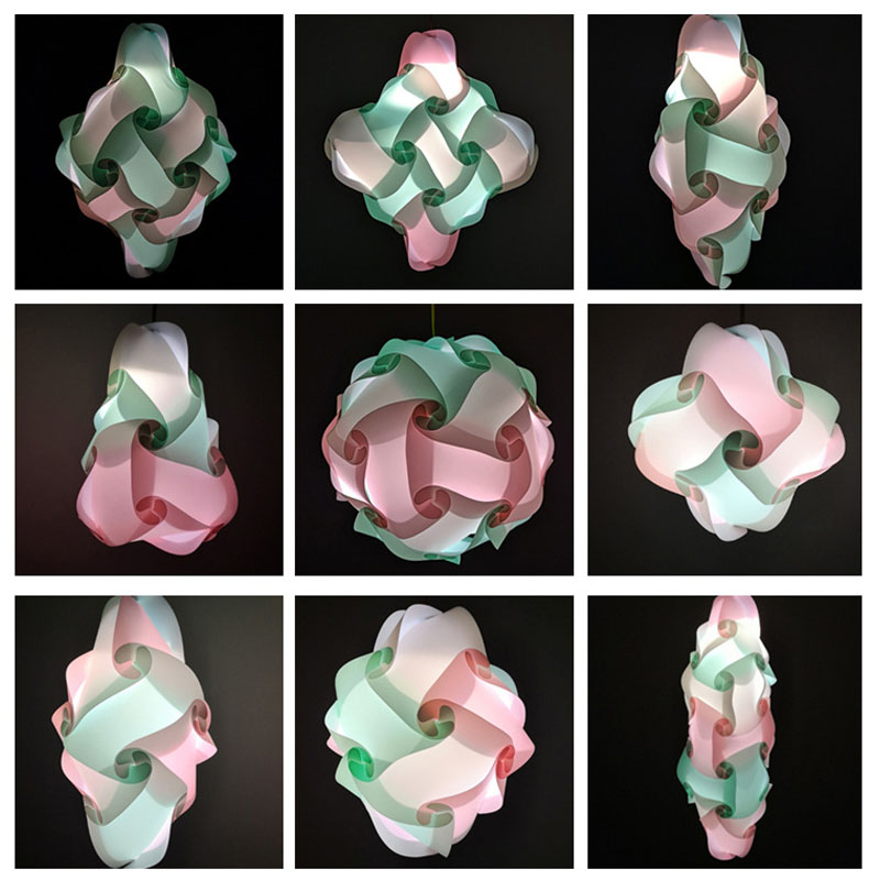 DIY Puzzle Light Lamp Shade 30Pcs Ceiling Lampshade Chandelier Pendant Lampshade Lamp Cover Pendant Light IQ Jigsaw Light