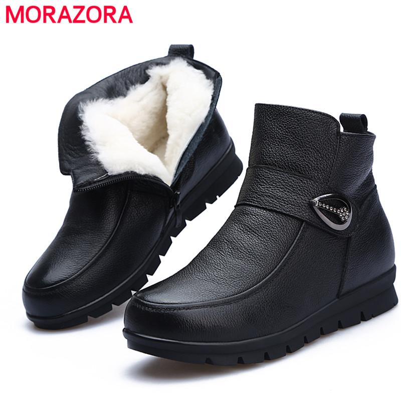 MORAZORA 2020 Newest soft leather Mother shoes women ankle boots buckle round toe warm winter snow boots ladies flat shoes, Black
MORAZORA 2020 Newest soft leather Mother shoes women ankle boots buckle round toe warm winter snow boots ladies flat shoes, Black