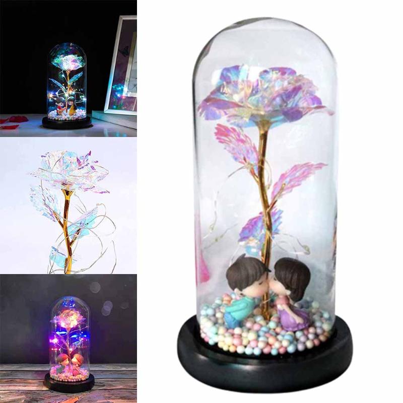 Artificial Flower Roses In Glass Cover With Night Light Ornaments Wedding Valentine Day Christmas New Year Home Decoration
Artificial Flower Roses In Glass Cover With Night Light Ornaments Wedding Valentine Day Christmas New Year Home Decoration