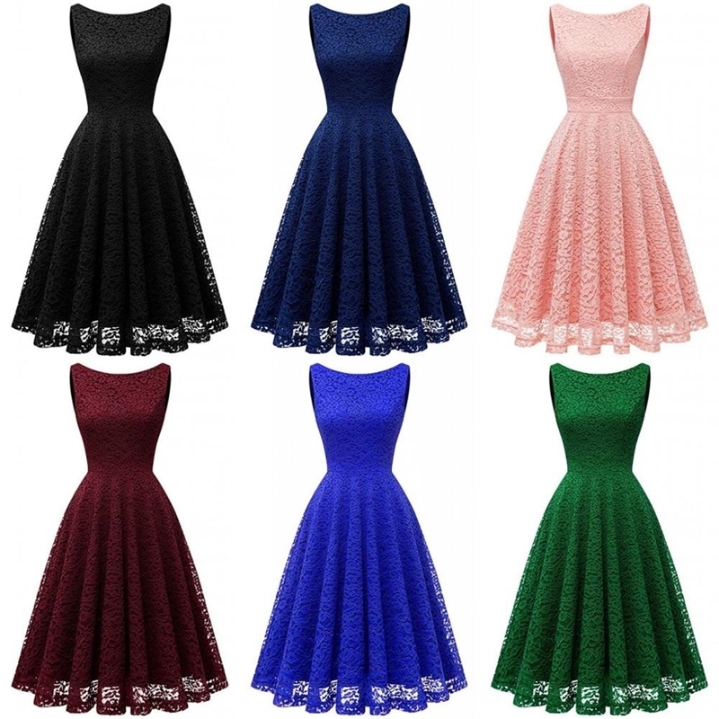 Misshow Evening Dress Elegant Royal Blue Lace Short Formal Gown 2020 A line Scoop Neck Sleeveless robe de soiree LJ201118