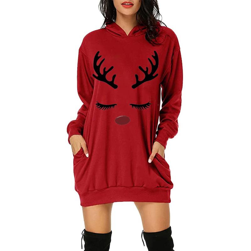 Women' Autumn Winter Sweatshirt Dress Fashion Christmas Hoodie Bag Hip Pocket Print Hoodie Fashion Dress Blusa Femenina, Red
Women' Autumn Winter Sweatshirt Dress Fashion Christmas Hoodie Bag Hip Pocket Print Hoodie Fashion Dress Blusa Femenina, Red