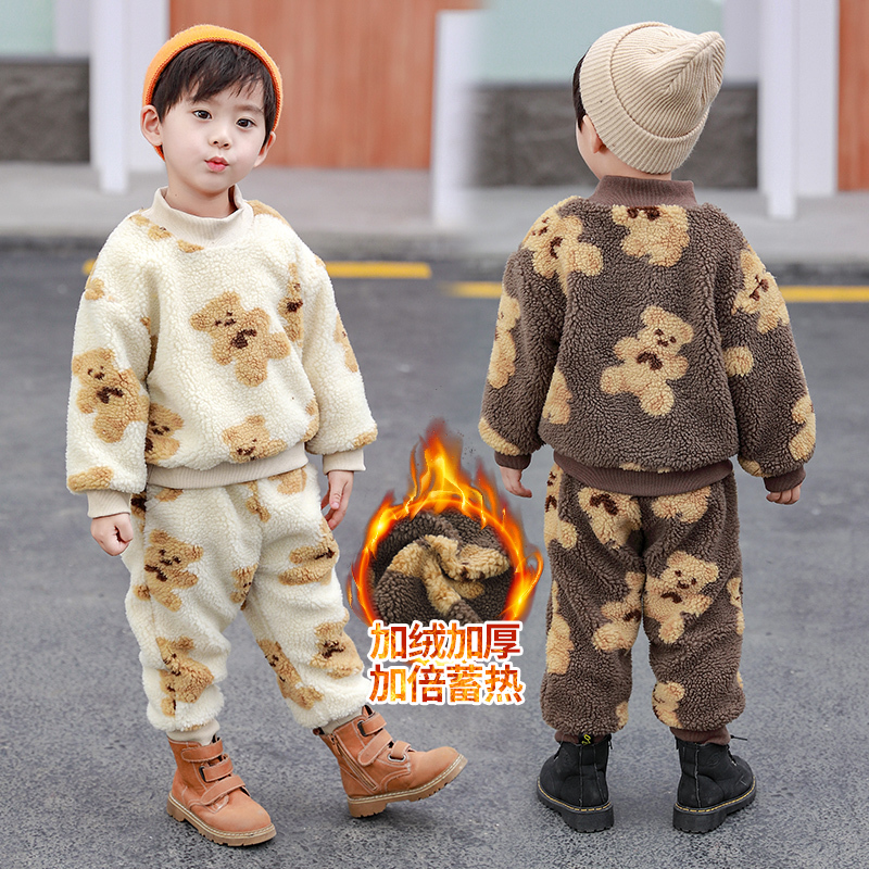 Boys Girls Winter Thick Cartoon Cute 2 To 9 Years O-neck Boutique Clothing Halloween Fashion Korean High Quality Children SetsX1019