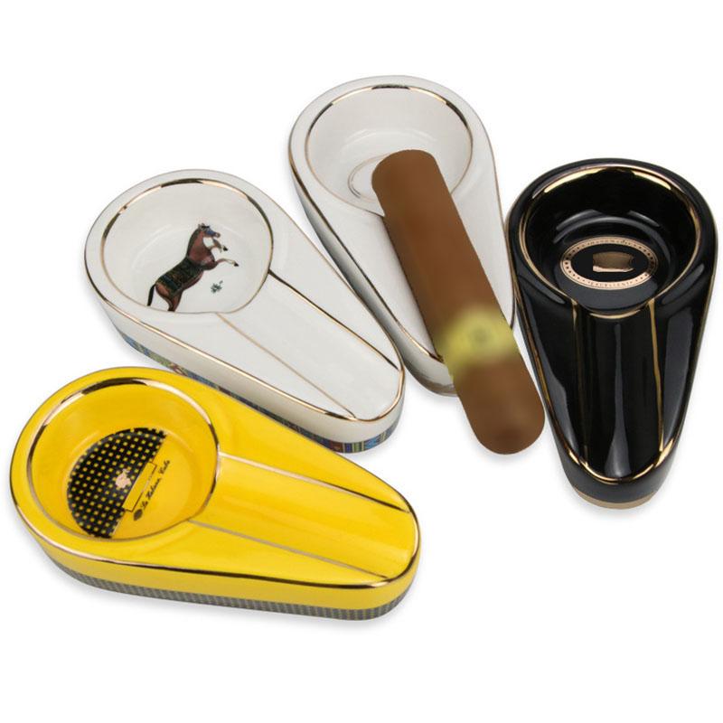 

Classic Ceramic Cigar Ashtray Luxurys Designers Smoke Ash Tray Holder Cigars Home Table Desk Accessories Decor free ship