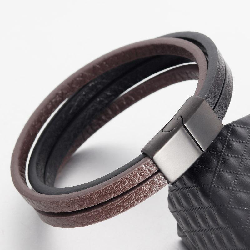 Punk Multi-layer Stainless Steel Buckle Black/Brown Genuine Leather Bracelet For Men Women Classic Design For Surprise Gift
Punk Multi-layer Stainless Steel Buckle Black/Brown Genuine Leather Bracelet For Men Women Classic Design For Surprise Gift