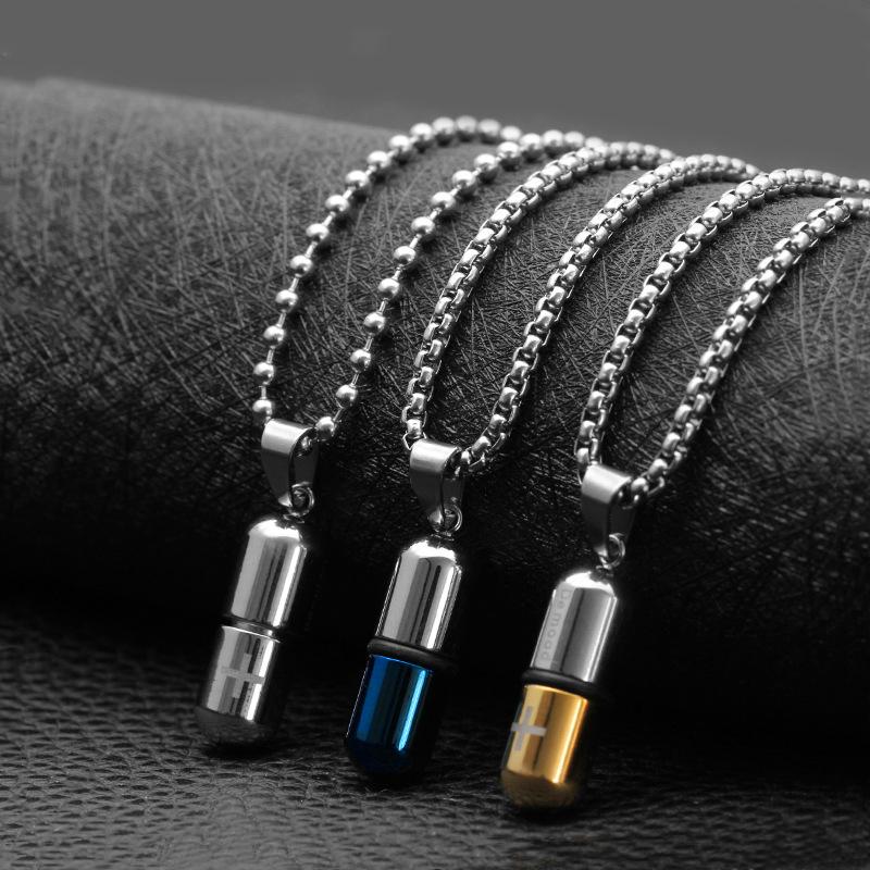 Titanium Steel Cool Men's Punk Open Necklace Women Pills Cross Pendant Cremation Urn Necklace for Dog Ash Holder Jewelry
Titanium Steel Cool Men's Punk Open Necklace Women Pills Cross Pendant Cremation Urn Necklace for Dog Ash Holder Jewelry