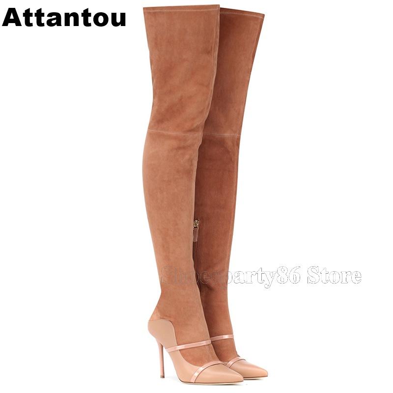 Fashion Nude Suede Leather Pointed Toe Straps Thin High Heel Women Boots Winter Over The Knee Boots Plus size 43, As showed color
Fashion Nude Suede Leather Pointed Toe Straps Thin High Heel Women Boots Winter Over The Knee Boots Plus size 43, As showed color
