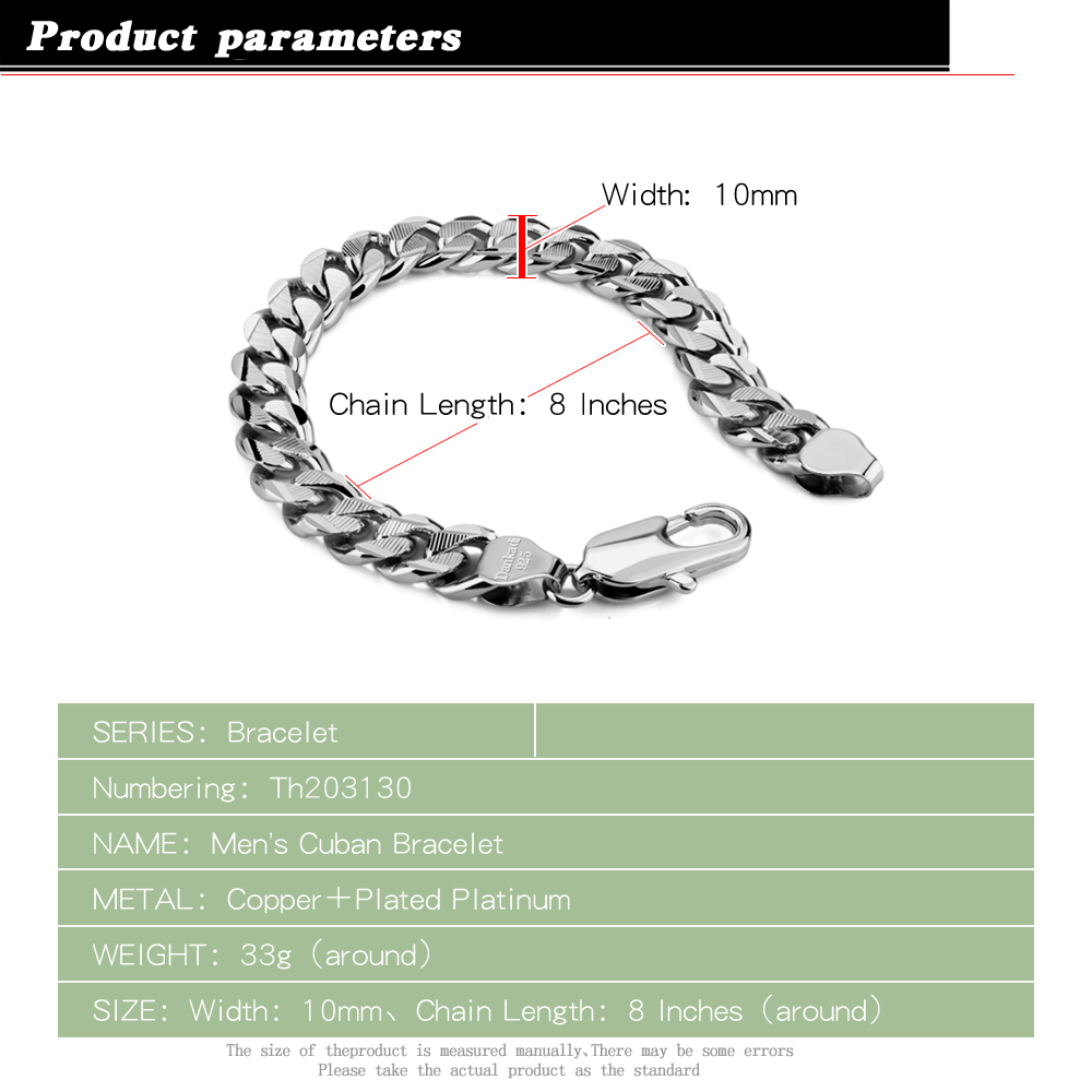 100% solid silver jewelry Fashion 925 sterling silver men's link chain thick genuine pure silver10mm bracelet men silver jewelry 200928