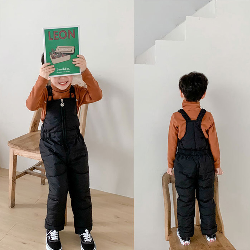 Children winter warm overalls girls & boys winter thick pants cotton filling kids overalls for girls 1-5 years children jumpsuit 201128