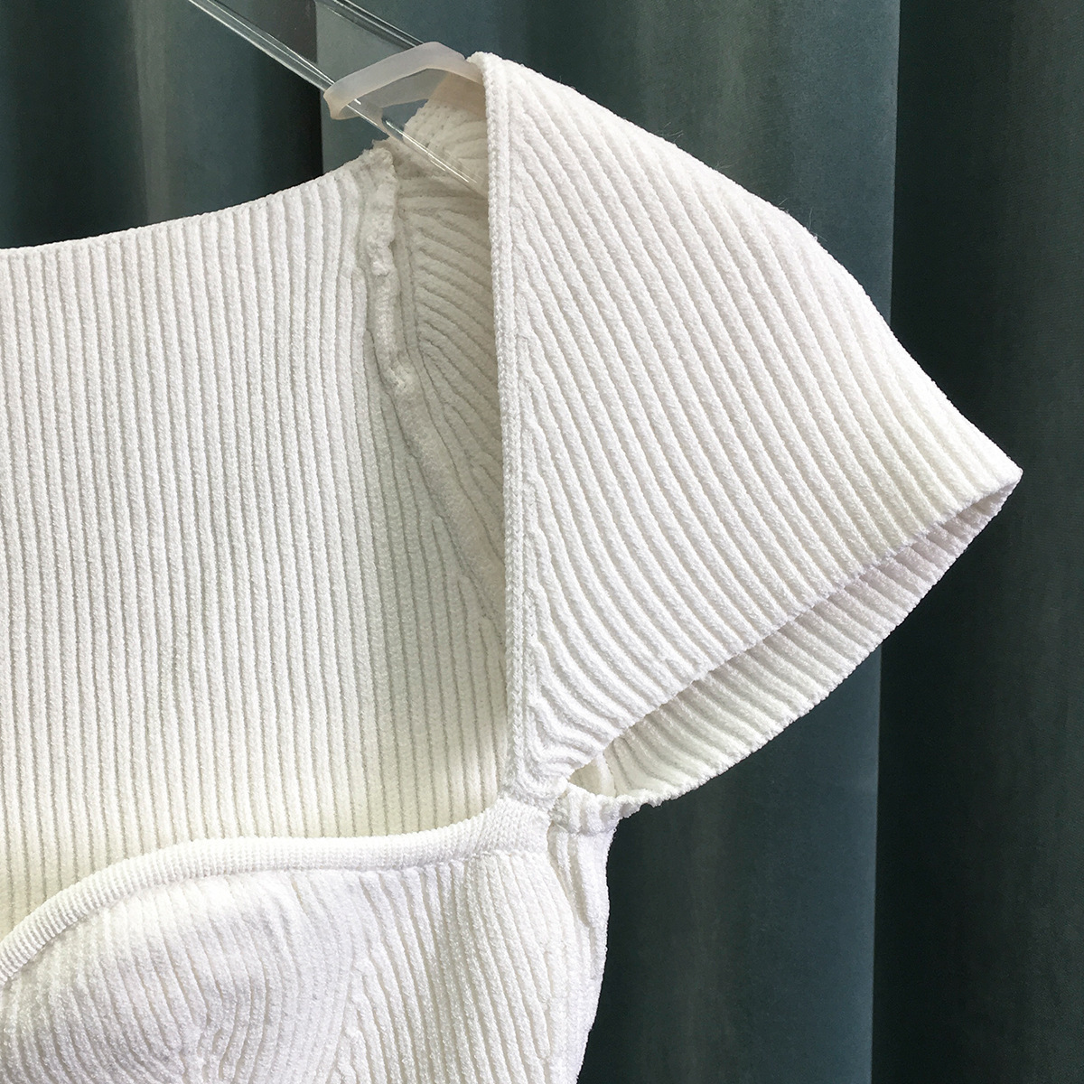 Getspring Women Sweater Square Collar Short Sleeve Sexy Pullovers Women Sweaters Black White Casual All Match Knitting Tops 200924