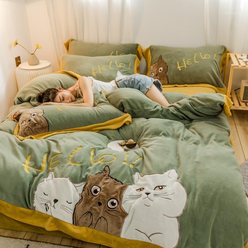 Modern Style AU Special Velvet Thicken Hello Cat Series Duvet Cover Pillowcase Bedspread Bed Set Queen King Avocado Green Khaki1
Modern Style AU Special Velvet Thicken Hello Cat Series Duvet Cover Pillowcase Bedspread Bed Set Queen King Avocado Green Khaki1