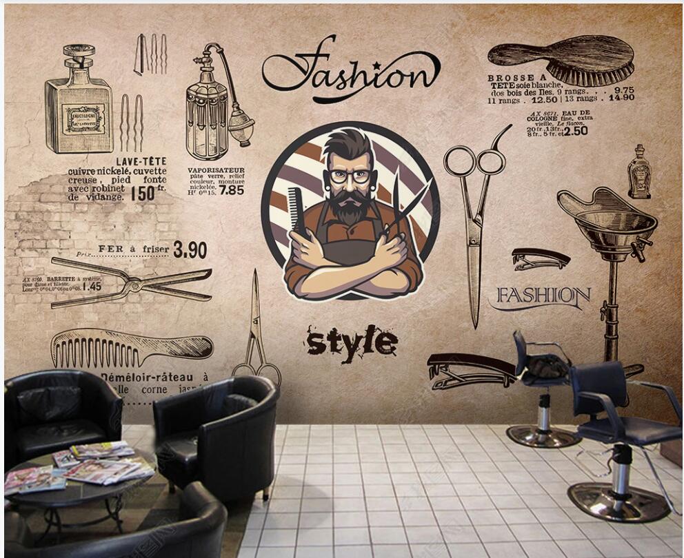 3d wallpaper custom photo mural Retro European and American hair salon Home decoration Wallpaper for walls in rolls Decorative Wallpaper for mode