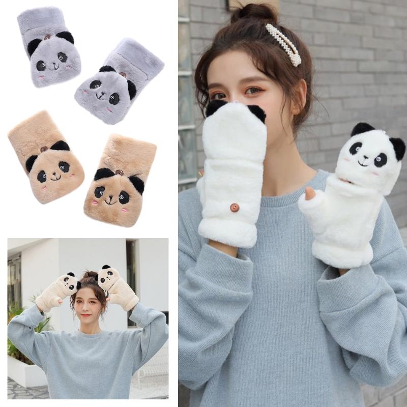 Five Fingers Gloves Women Winter Half Finger Fluffy Plush Cartoon Panda Flip Top Warm Mittens Y1QD
Five Fingers Gloves Women Winter Half Finger Fluffy Plush Cartoon Panda Flip Top Warm Mittens Y1QD