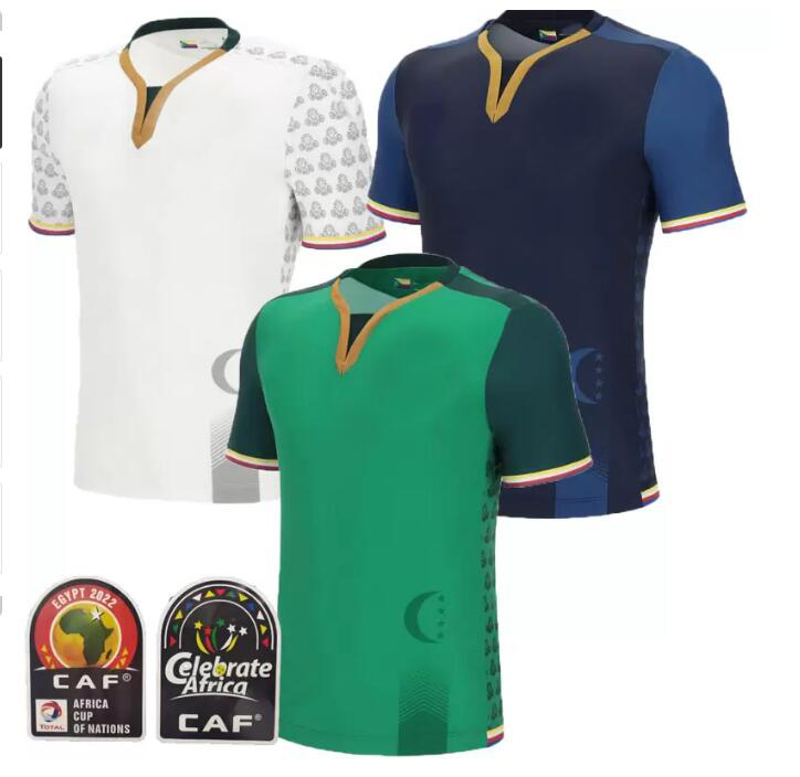 22 23 The Comoros third soccer jersey 2022 home green away white third blue Faïz Selemani El Fardou Ben Youssouf 'Changama Fouad Bachirou football shirts, 22/23;home
22 23 The Comoros third soccer jersey 2022 home green away white third blue Faïz Selemani El Fardou Ben Youssouf 'Changama Fouad Bachirou football shirts, 22/23;home