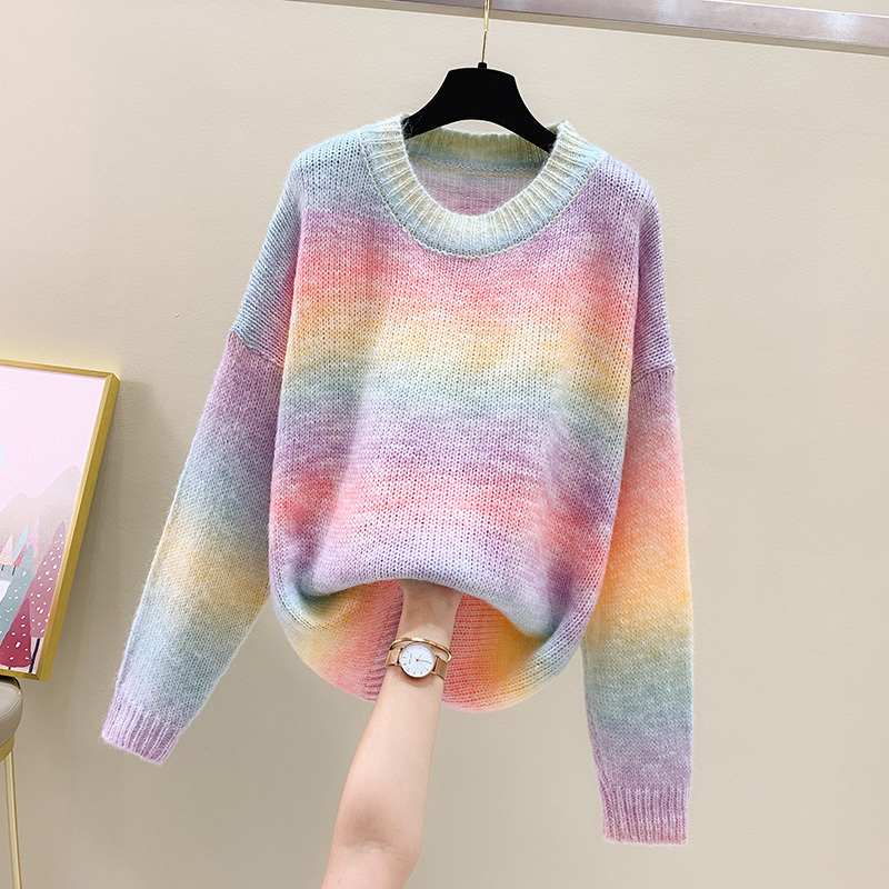 fashion stripe kint oversized sweater women loose casual long sleeve o neck patchwork autumn winter pullover jersey mujer 201222
