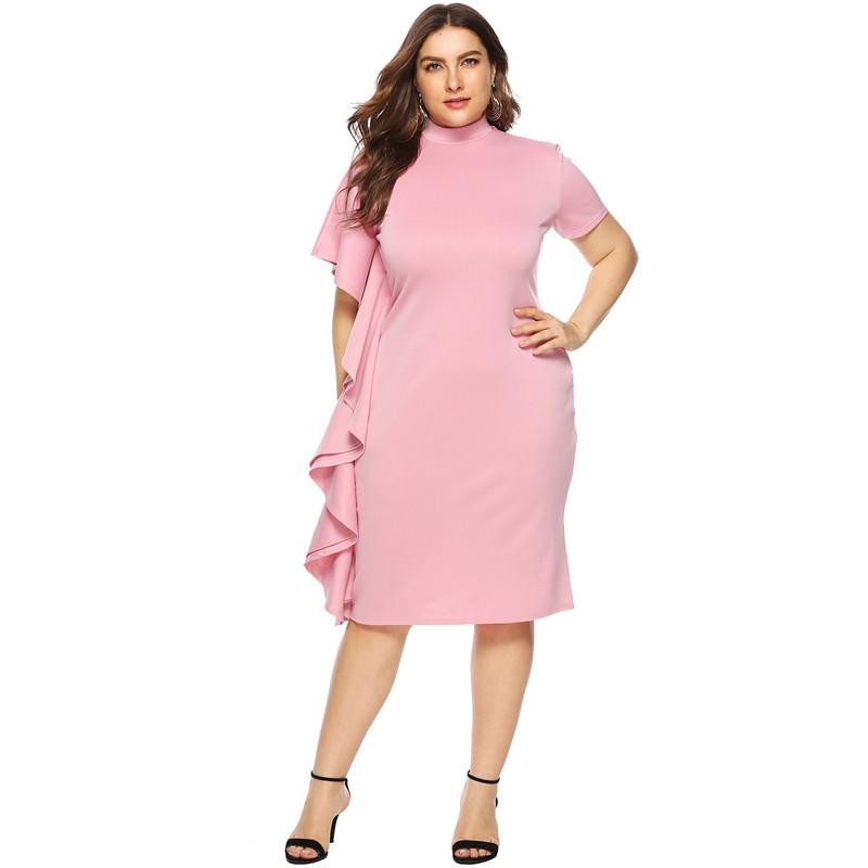 Womens Ruffled Short Sleeves Dress Fashion Trend Casual Solid Color Turtleneck Clothing Summer New Female Sexy Slim Casual Dress, Pink
Womens Ruffled Short Sleeves Dress Fashion Trend Casual Solid Color Turtleneck Clothing Summer New Female Sexy Slim Casual Dress, Pink