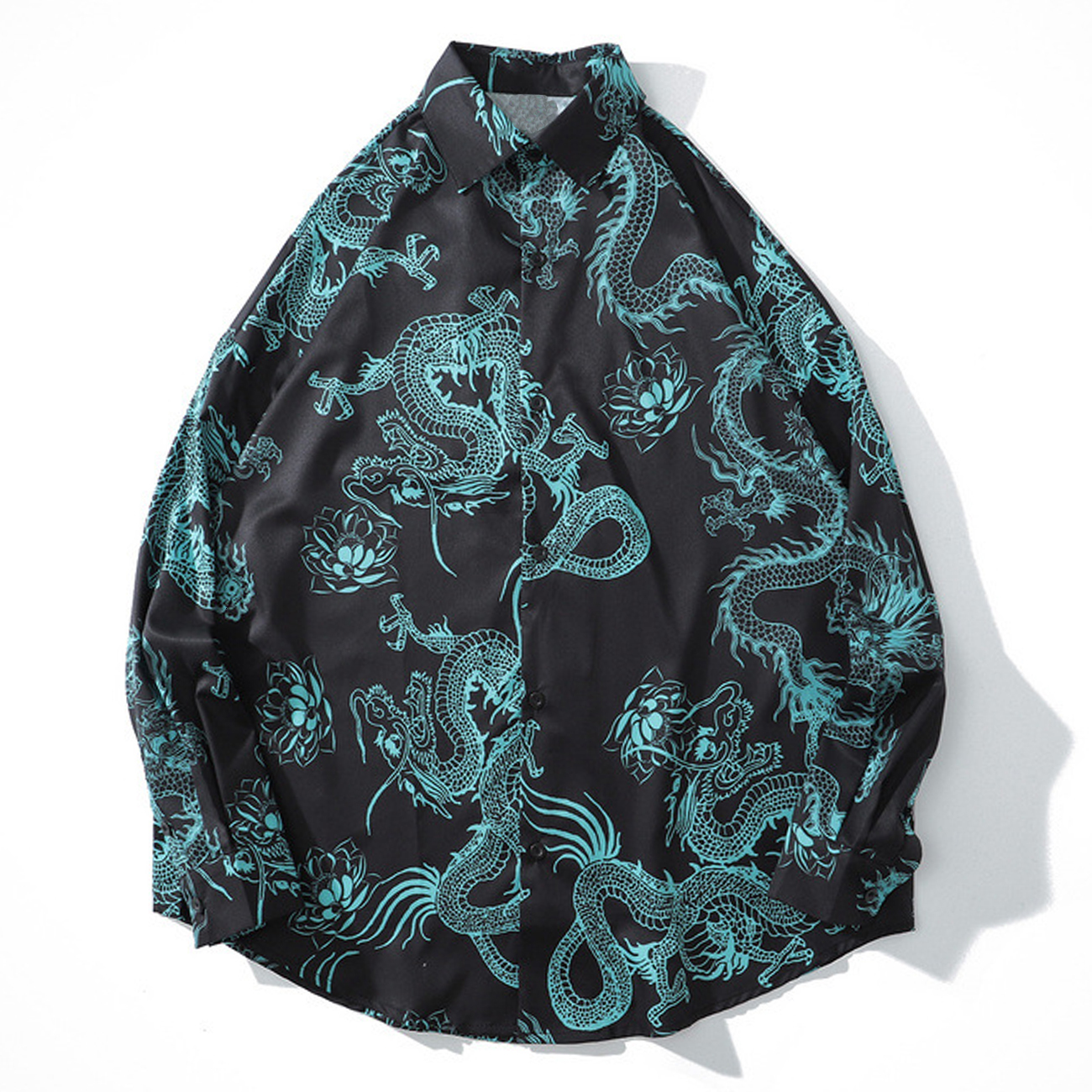 2021 New Vintage Dragon Lotus Print Hawaiian Beach Harajuku Streetwear Floral Oversize Long Sleeve Shirt Men Cotton Loose Tops O352, Black
2021 New Vintage Dragon Lotus Print Hawaiian Beach Harajuku Streetwear Floral Oversize Long Sleeve Shirt Men Cotton Loose Tops O352, Black