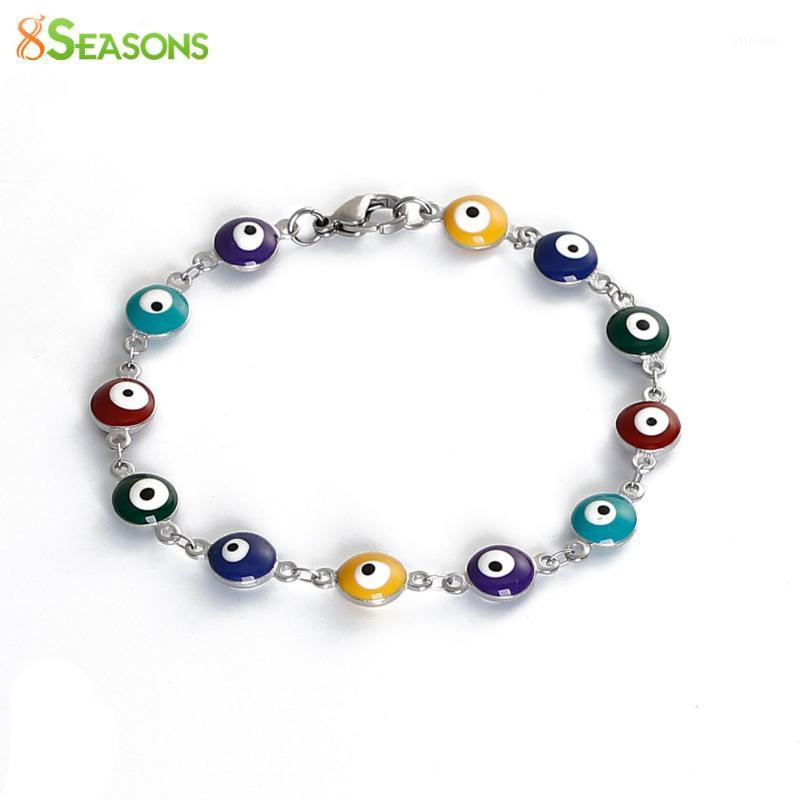 8SEASONS Girls Women Stainless Steel Bracelets Silver Tone Color Round Evil Eye Multicolor Enamel 20.5cm(8 1/8") long, 1 Piece1, Golden;silver
8SEASONS Girls Women Stainless Steel Bracelets Silver Tone Color Round Evil Eye Multicolor Enamel 20.5cm(8 1/8") long, 1 Piece1, Golden;silver