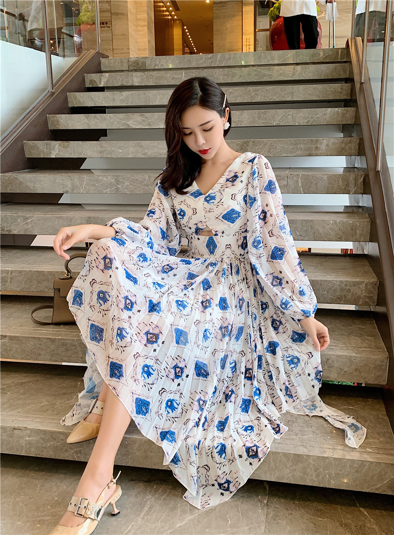 2021 Autumn with Printed v Chiffon Cleavage Lantern Irregular Sleeve Dress Elegant Hollow Out Dressed As New Female Runway C34i, The picture
2021 Autumn with Printed v Chiffon Cleavage Lantern Irregular Sleeve Dress Elegant Hollow Out Dressed As New Female Runway C34i, The picture