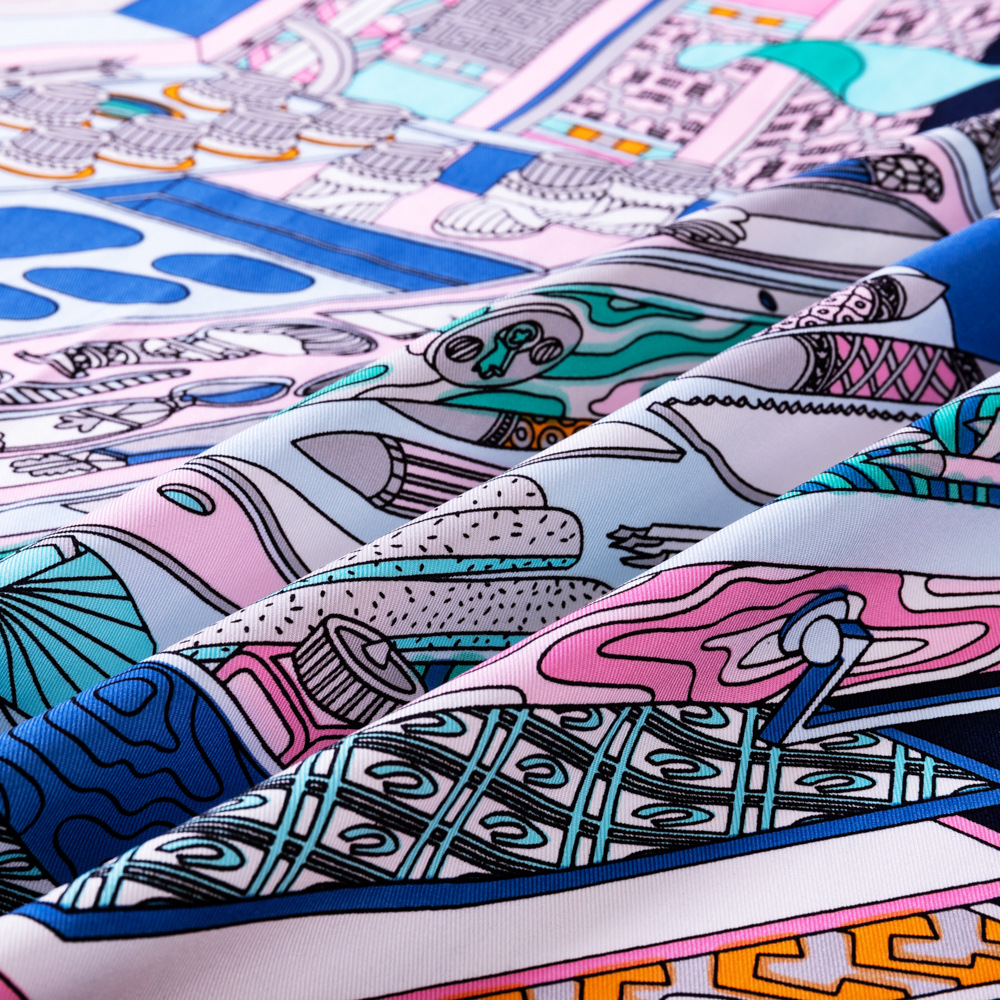 Double-Sided Hand Rolled Edge Scarf Print Women Handmade Vintage Big Size Scarfs Hijab Shawl Foulard Scarves Wraps For Ladies