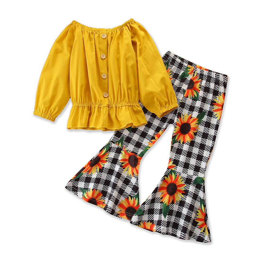 kids clothes girls flower outfits children Tops+plaid sunflower Flared pants 2pcs/set 2021 Spring Autumn fashion baby Clothing Sets Z2291, 1lot=1set=tops+pants=2pcs
kids clothes girls flower outfits children Tops+plaid sunflower Flared pants 2pcs/set 2021 Spring Autumn fashion baby Clothing Sets Z2291, 1lot=1set=tops+pants=2pcs