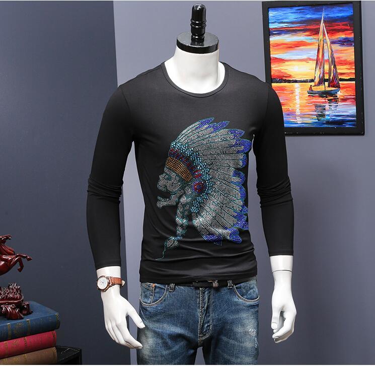 2021 New Design Spring Basic t Shirt Long Sleeve Slim Men Znmj, As shown