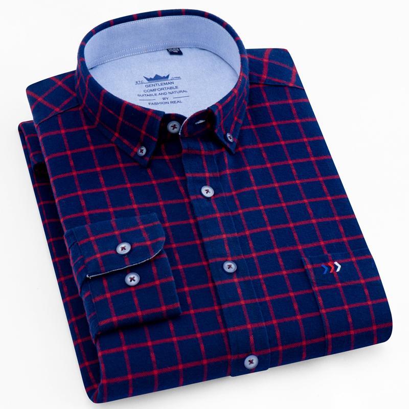 Mens Brushed Cotton Plaid Button-down Casual Shirt Single Patch Pocket Long Sleeve Standard-fit Comfortable Flannel Thick Shirts, 81618-09
Mens Brushed Cotton Plaid Button-down Casual Shirt Single Patch Pocket Long Sleeve Standard-fit Comfortable Flannel Thick Shirts, 81618-09