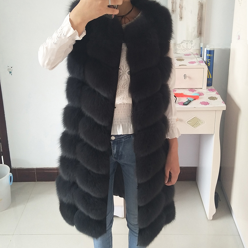 100% Fox Vest Women's pretty Warm Coat. Natural Coat Jacket Real Fur Coats 201103