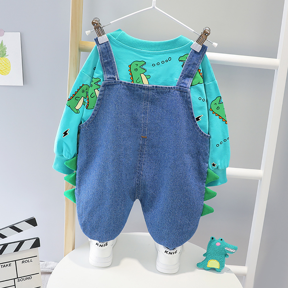 2020 Autumn New Style Children Dinosaur Suspender Strap Set Baby Set Korean-style Cute Childrenswear 1-3-Year-Old Member on BehaX1019
