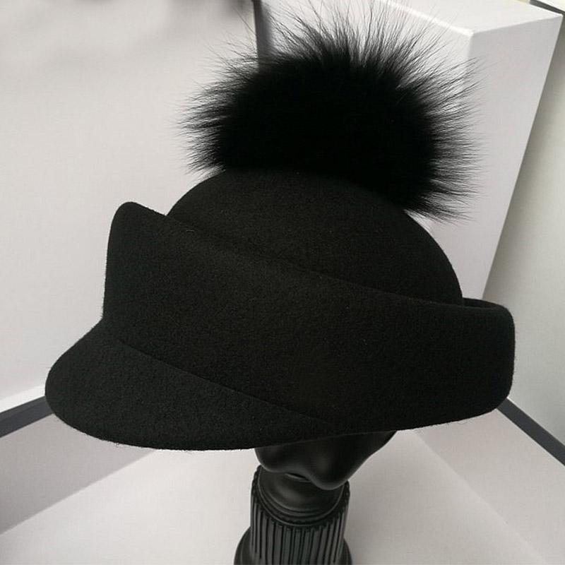 New Black Beret Women Hat Fascinator Hat Real Fur Ball Wool Cap for Girls Lady Adult Casual Warm Winter Quality Pillbox, With beige fur ball
New Black Beret Women Hat Fascinator Hat Real Fur Ball Wool Cap for Girls Lady Adult Casual Warm Winter Quality Pillbox, With beige fur ball