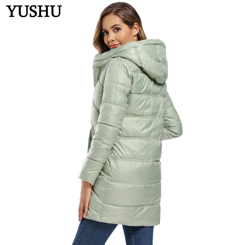 YUSHU Winter Jacket Women StandUp Collar Cotton Padded Winter Coat Women Warm Curve Zipper Parka Women Jacket Manteau Femme 200928