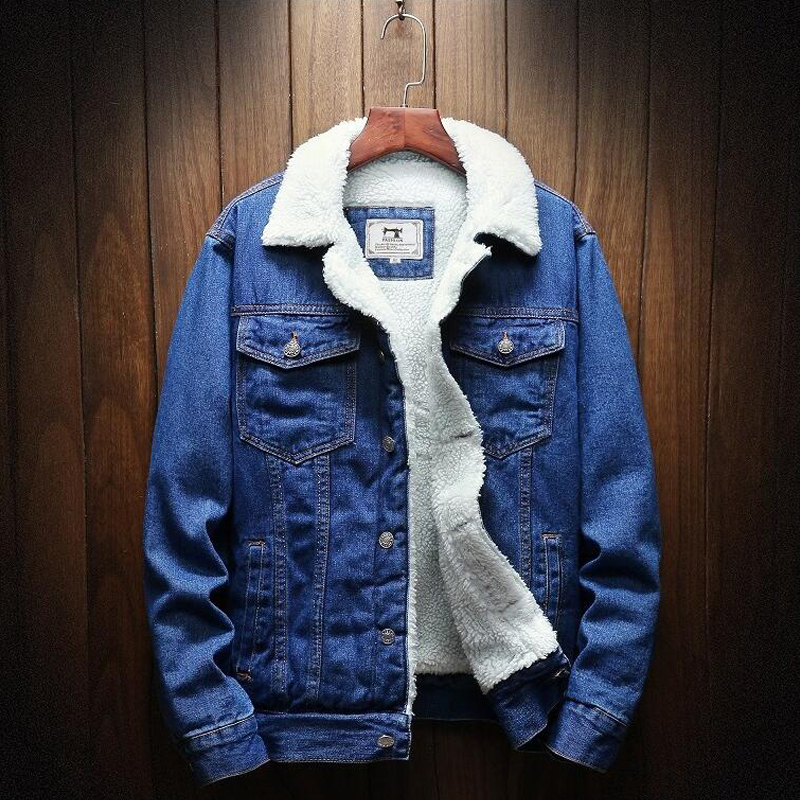 MKASS Men Jacket And Coat Trendy Warm Fleece Denim Jacket Winter Fashion Mens Jean Jacket Outwear Male Cowboy Plus Size 6XL 201114